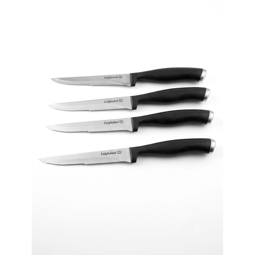 Calphalon 4.5 Serrated Steak Knives Black Comfort Grip Handles Replacement Set 4